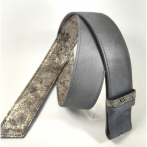 Ceinture reversible femme Gris souris/ gris brillant